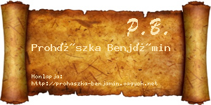 Prohászka Benjámin névjegykártya