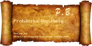 Prohászka Benjámin névjegykártya