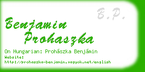 benjamin prohaszka business card