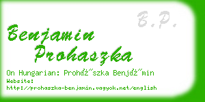 benjamin prohaszka business card